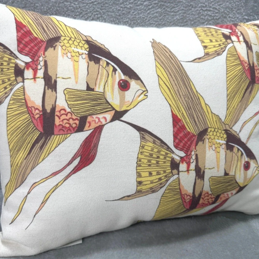 Pottery Barn Tropical Angel Fish Decorative Throw Pillow Nautical Coastal‎ Beach
